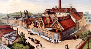 Depctcion of Westgate Brewery in the 1830s, copyright Greene King