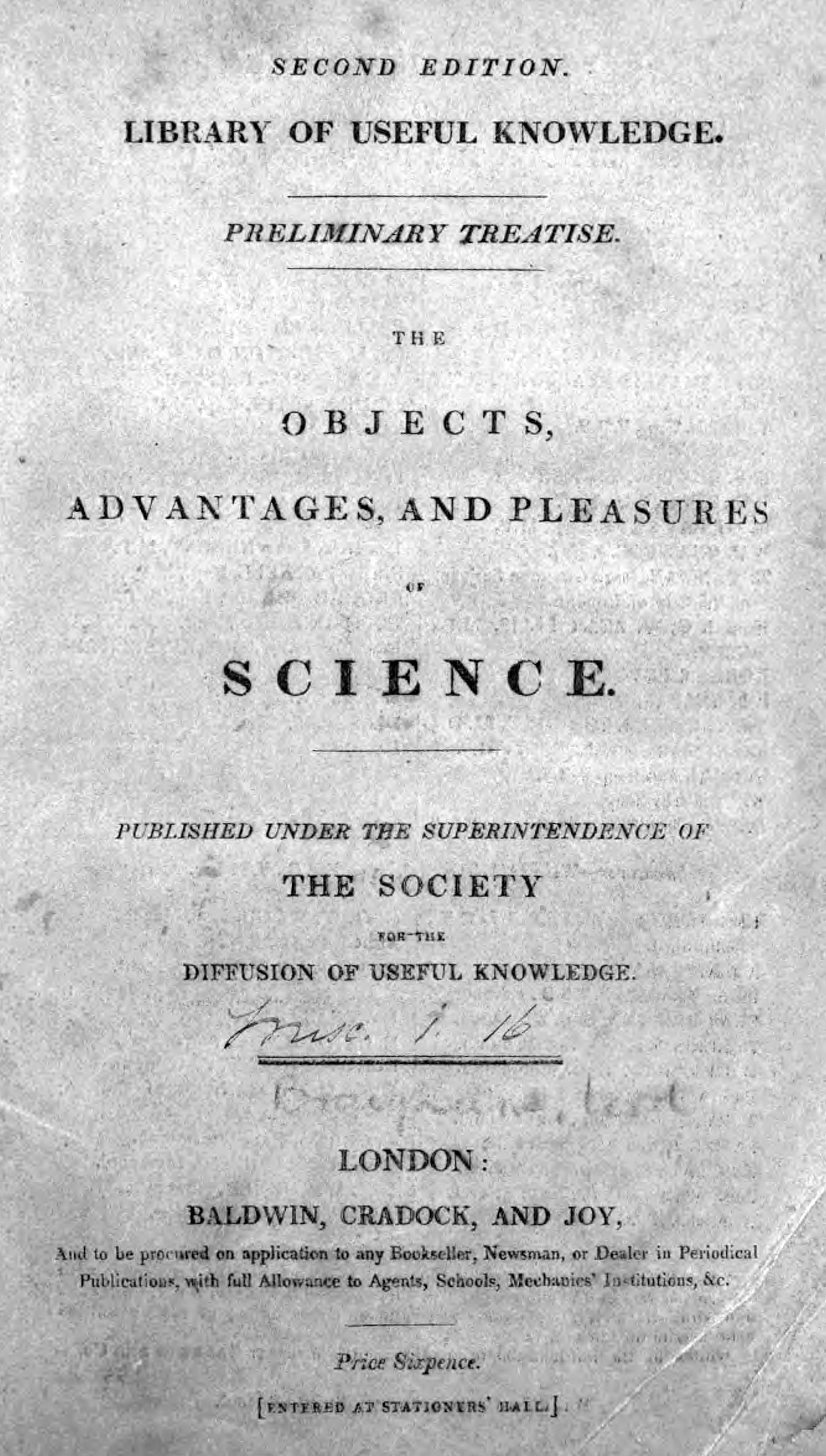 Brougham, A discourse of the objects, advantages, and pleasures of science (1827)